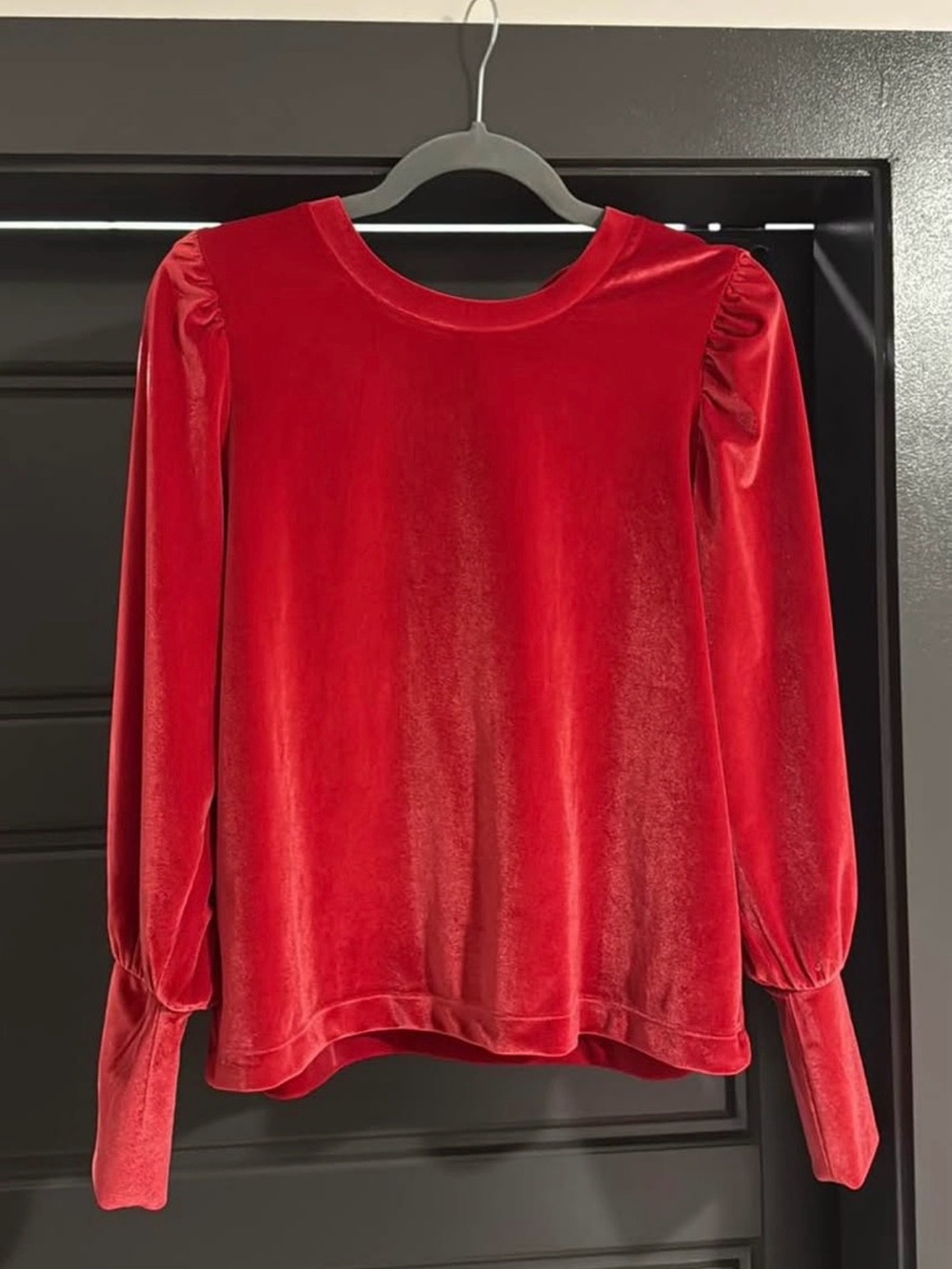 LOFT Red Velvet Long-Sleeve Crewneck Top